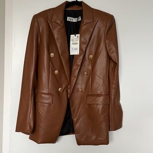 Zara leather blazer - new with tags